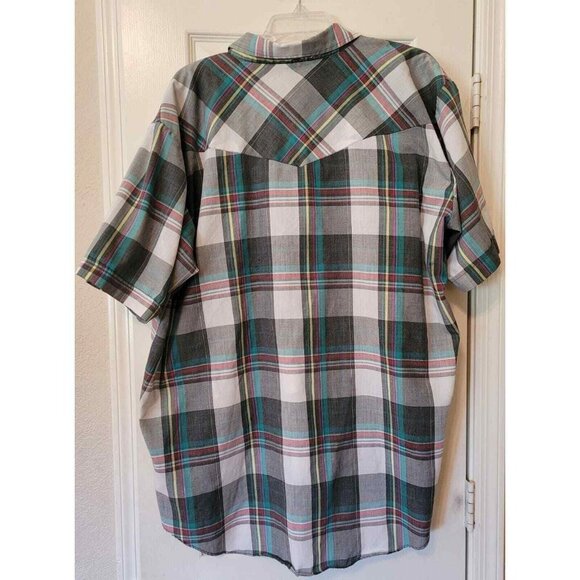 Mens Ely Plains Big Man Western Shirt Size 2X Pearl Snap Plaid Short Sleeve XXL - Picture 5 of 5